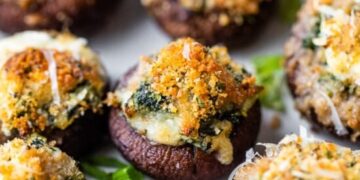 Spinach Dip Stuffed Mushrooms – Skinnytaste